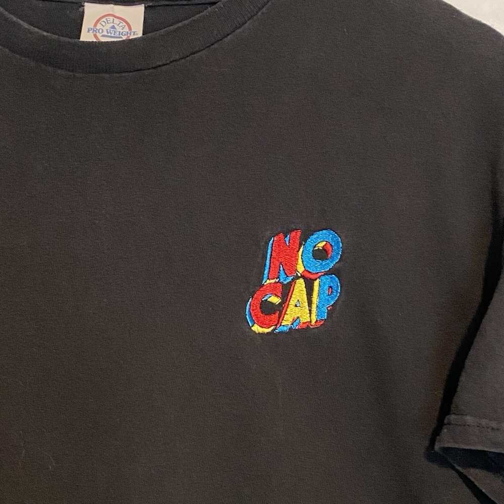 No Cap Multicolored Embroidered Logo Large Black T-shirt Delta Pro Weight Unisex